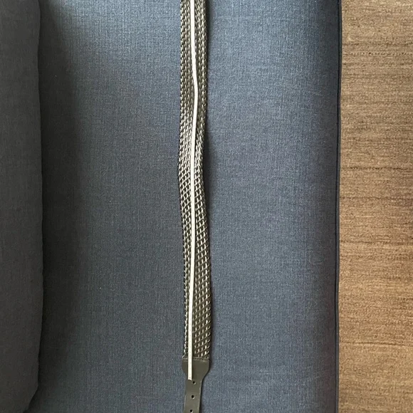 LOFT - XS black woven genuine leather wide belt with gold buckle. - Picture 12 of 13